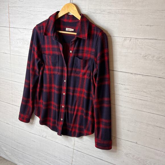 Faherty Shirt Womens Size Small Navy & Red Legend in Arlington Plaid Button Down - Picture 5 of 16